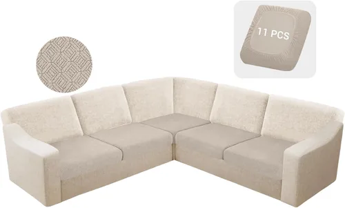 Miniatura 28 de HDCAXKJ - Fundas impermeables para cojín de sofá modular, fundas elásticas para cojín de sofá de esquina, fundas protectoras de muebles de jacquard