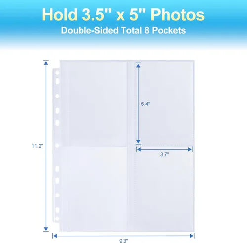 Miniatura 2 de Paquete de 30 páginas de repuesto para álbumes de fotos de 3.5 x 5 pulgadas para carpeta de 3 anillos, fundas de fotos ultra transparentes