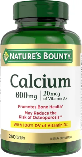 Nature's Bounty Carbonato de calcio y vitamina D por Nature's Bounty, apoya la salud inmunológica y la salud ósea, 600 mg de calcio y 800 UI de