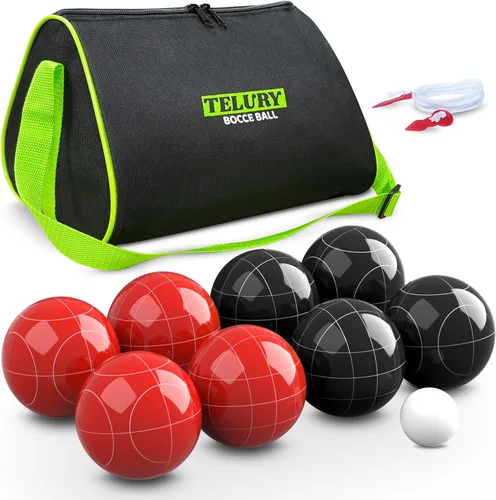 Juego de bolas de bochas de 3.937 in (3.937 in), tamaño y peso regulables para césped, juego de bocci de playa para 2-8 jugadores (rojo y negro)