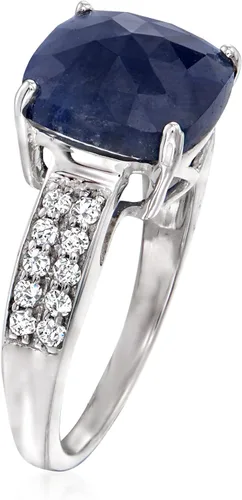 Miniatura 3 de Ross-Simons Anillo de zafiro de 5,25 quilates y topacio blanco de 0,30 quilates en plata de ley