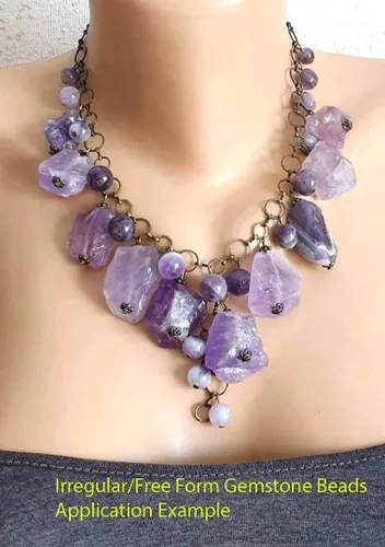 Miniatura 7 de Adabele - 2 hebras de piedras preciosas curativas de cuarzo de amatista natural en bruto morado oscuro, cuentas sueltas perforadas, pepita grande
