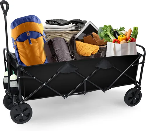 Miniatura 13 de YSSOA Carrito de Jardín Plegable, Rodante y Colapsible, Carrito de Utilidad para Campamento al Aire Libre con Ruedas Giratorias de 360 Grados