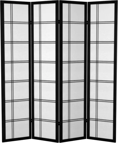 Miniatura 15 de Oriental Furniture - Divisor doble de lona con cruz de 6 pies de alto, palisandro, 6 paneles Rosewood