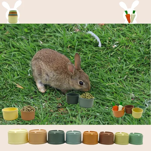 Miniatura 4 de KYHSOM 8 tazas apilables para conejos – 2 juguetes de conejo de rábano – diferentes tamaños y colores de tazas apilables reutilizables de conejo