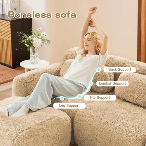 Miniatura 5 de Sofás seccionales modulares sin armazón de 80" para sala de estar, juego de sofá de asiento profundo comprimido de 2 plazas, no requiere montaje