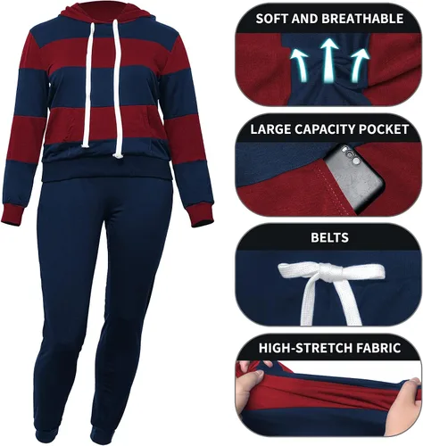 Miniatura 4 de Runwind Trajes de dos piezas para mujer, sudadera con capucha de 2 piezas con bolsillos