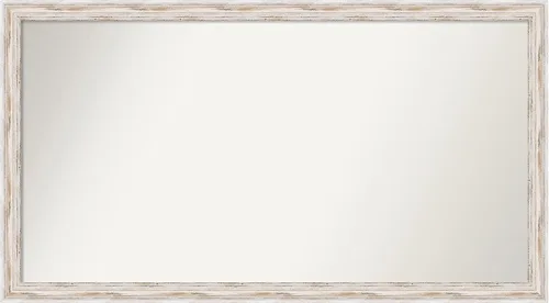 Miniatura 559 de Amanti Art Espejo de baño blanco para sobre el fregadero, 30 x 35 pulgadas, espejo de tocador rectangular estrecho de Eva de oro blanco, marco