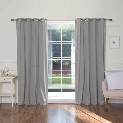 Miniatura 12 de Best Home Fashion ZeroLight - Cortinas opacas térmicas con ojales texturizados, 100 % de lino, color gris oscuro, 52 pulgadas de ancho x 63 pulgadas