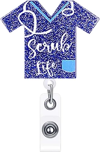 Scrub Life - Soporte para carrete de insignia, azul marino, retráctil, para enfermeras, lindo y divertido clip para insignia, RN LVN LPN CNA