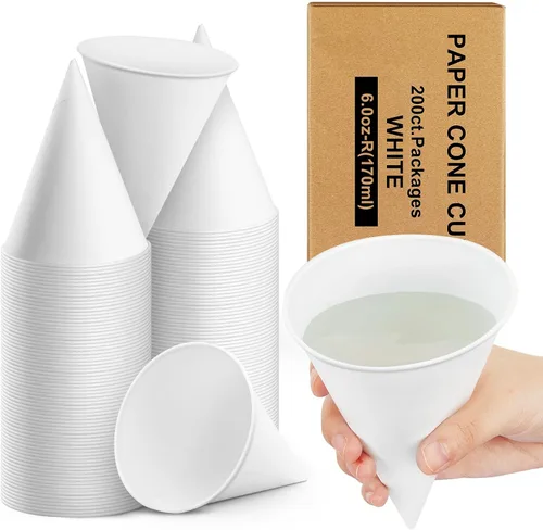 Miniatura 13 de Roshtia 800 tazas de cono de papel gruesas desechables para hielo afeitado, dispensador de enfriador de agua para granizados, color blanco