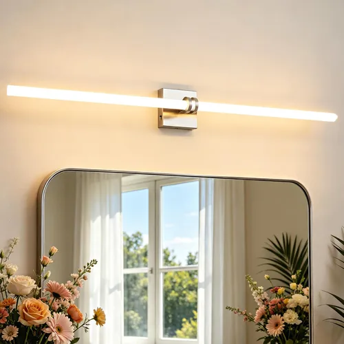 Miniatura 15 de Lámparas de baño, níquel cepillado de 18 W, LED de 360 °, iluminación completa, moderna aplique de pared lámpara de tocador con 5