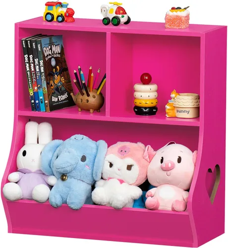 Miniatura 23 de Lerliuo Estantería y organizador de almacenamiento para bebés y niños pequeños, gabinete y librero para niños, estante de madera con 3 Azul