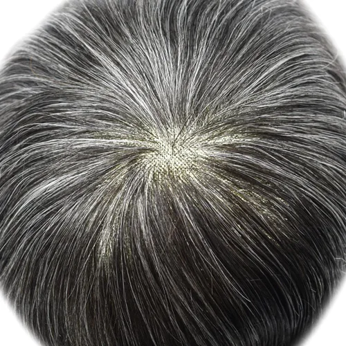 Miniatura 5 de Toupee para hombres Cabello humano real para hombre Toupee Hair Piece para hombres Fine Mono Men Sistema de cabello Poly Skin Sistema de cabello