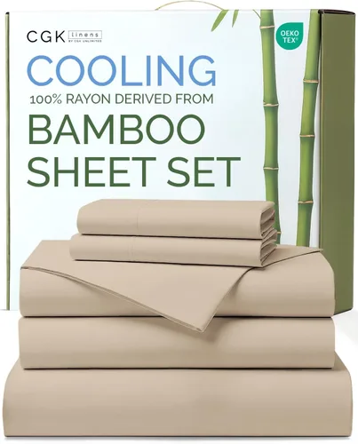 Miniatura 13 de Sábanas de bambú 100% rayón derivado de bambú, tamaño individual, sábanas refrescantes para individuales. Ropa de cama ultra suave, transpirable