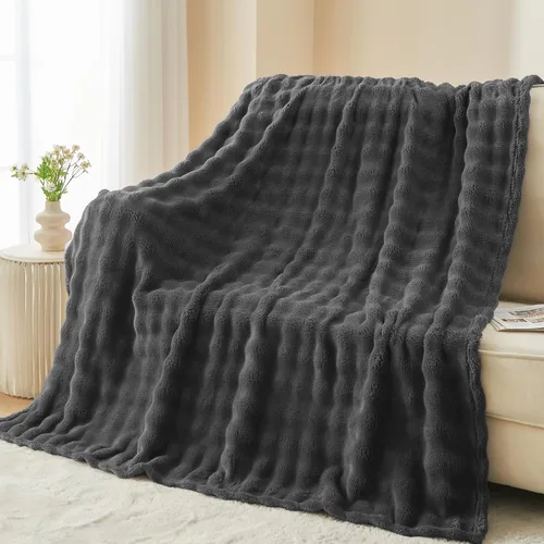 Miniatura 19 de NEWCOSPLAY Manta para Sofá Aqua Súper Suave de Franela Polar 3D Burbuja Ligera Manta de Cama para Uso en Todas las Estaciones (Aqua, Throw(50"x60"))