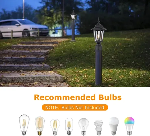 Miniatura 5 de LIT-PaTH Lámpara de poste para exteriores de 16 pulgadas, farol de poste exterior con vidrio transparente, iluminación de poste de aluminio cableado