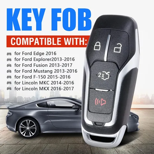Miniatura 2 de Keymall Funda para llavero remoto para Ford Edge/Explorer/Fusion/Mustang para Lincoln MKC/MKX (ID de FCC: M3N-A2C31243300 Nro. de pieza: 164-R8108)