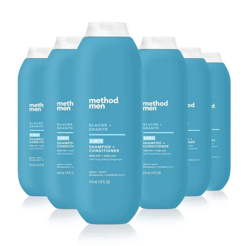 Method Champú y acondicionador 2 en 1 para hombre, glaciar + granito, limpia y acondiciona, aroma ártico crujiente, sin parabenos, sin colorantes,