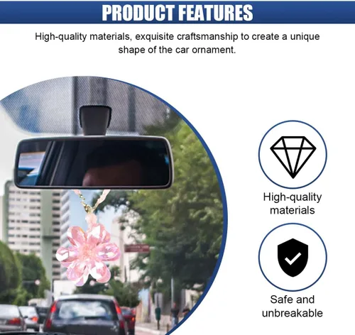 Miniatura 3 de Colgante de flor de cristal para automóvil, adorno colgante de decoración para espejo retrovisor del automóvil, accesorios interiores del auto