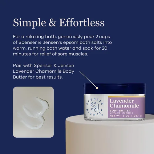 Miniatura 5 de Spenser & Jensen Sales de baño de Epsom de lavanda y manzanilla, sales de Epsom para remojo, cuidado de pies y cuidado personal, para todo
