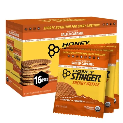 Honey Stinger Waffle orgánico sin gluten con caramelo salado, energía Stroopwafel para ejercicio, resistencia y rendimiento, nutrición deportiva