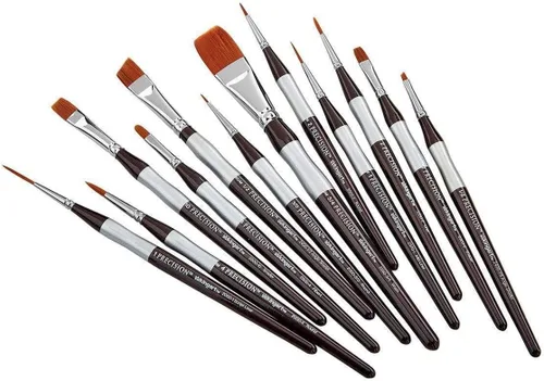 Miniatura 5 de KINGART 1070B Premium 12 Pc. Pinceles de pintura acrílica de precisión para artistas, mango corto y cómodo, pelo sintético Taklon para pinturas
