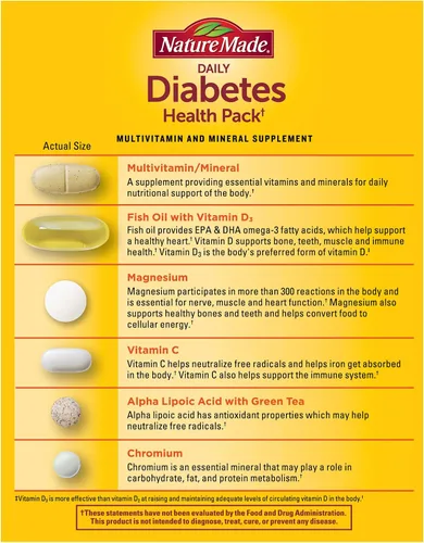 Miniatura 6 de Nature Made Daily Diabetes Health Pack, Dietary Supplement for Nutritional Support, 30 Packets, 30 Day Supply