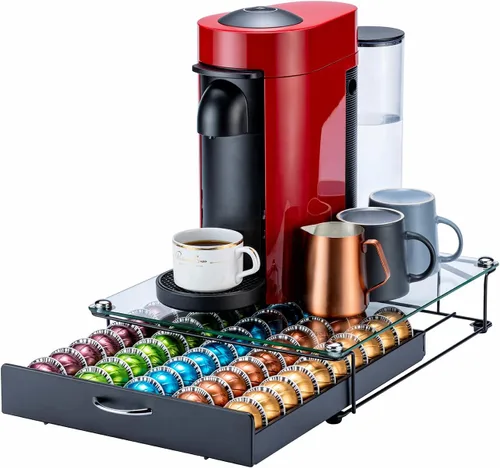 Miniatura 5 de Flagship Soporte para cápsulas Vertuo, organizador de cápsulas de café para almacenamiento de cápsulas Nespresso con tapa de vidrio