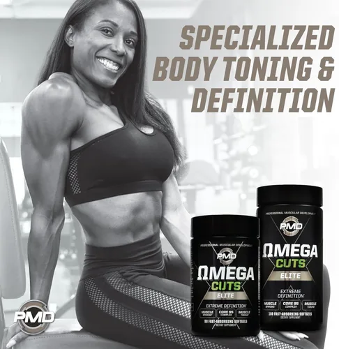 Miniatura 6 de PMD Sports Omega Cuts Elite - Fórmula de definición de pérdida de grasa muscular - Ácidos grasos Omega, MCT y CLA para definición muscular