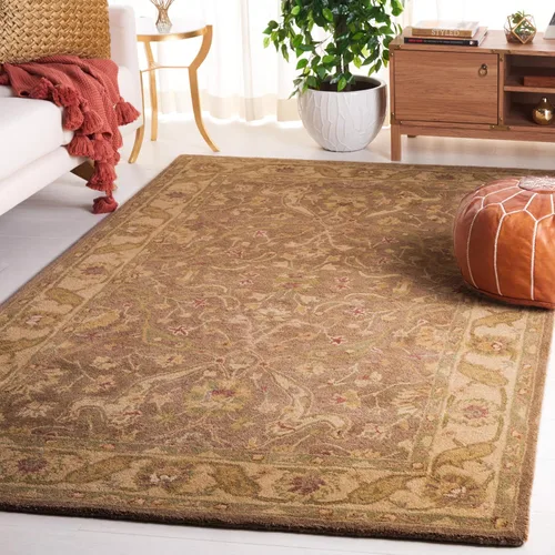 Miniatura 16 de SAFAVIEH Antiquity Collection AT311A - Alfombra decorativa de lana oriental tradicional hecha a mano, 2 x 3 pies, marrón y dorado
