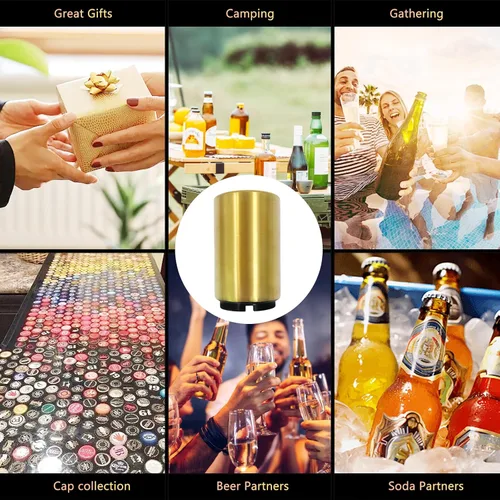 Miniatura 7 de Daily Treasures Abrebotellas automático de cerveza, abridor magnético de botellas con caja de madera, abrebotellas a presión, no daña la tapa