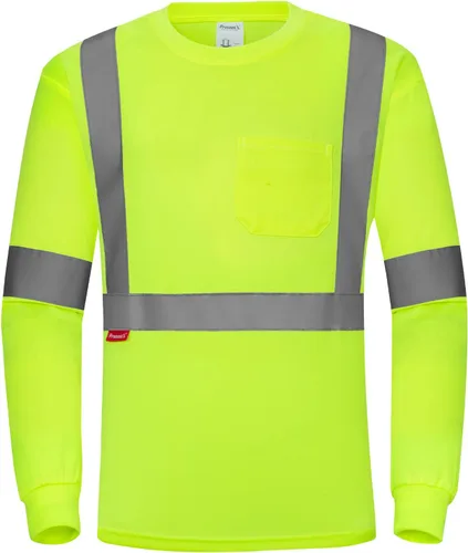 Miniatura 21 de ProtectX Camisas de manga larga de alta visibilidad, camiseta de seguridad reflectante de alta visibilidad para hombres y mujeres, camisa de Azul