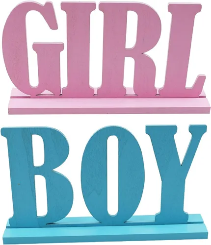Miniatura 8 de Decoraciones de mesa de baby shower, 4 piezas separadas de madera para bebé, bloques de letras de madera, centros de mesa rosados, para decoración