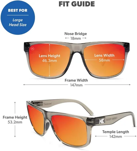 Miniatura 4 de Knockaround Torrey Pines - Gafas de sol polarizadas para hombres y mujeres, protección UV400 Gris claro / rojo atardecer