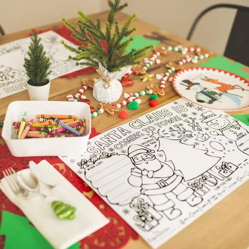 Miniatura 8 de Tiny Expressions Manteles individuales de Navidad de Papá Noel para niños (paquete de 12 manteles individuales navideños) Alfombrillas de papel