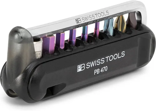 PB Swiss Tools Multiherramienta para bicicleta PB 470 | 100% fabricada en Suiza, herramienta de bolsillo con brocas, llave Allen, adaptador de Negro