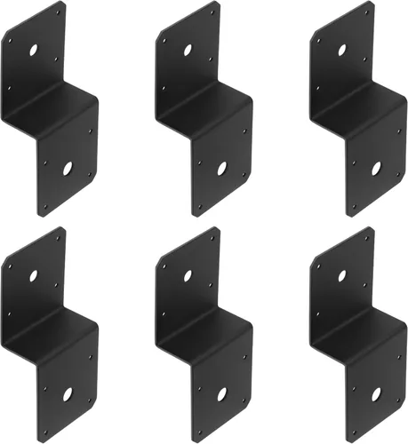 6 lazos negros para viguetas de cubierta, soporte Z para postes de 4 x 4 a haz de 2 x 4, calibre 13