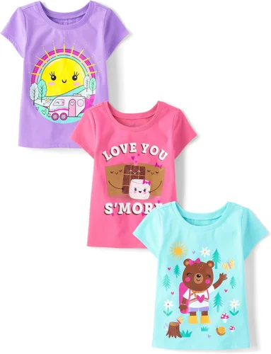 Miniatura 37 de The Children's Place Camisetas estampadas de manga corta para bebés y niñas pequeñas, con diseño de unicornios y mariposas, a la moda, paquete de 3
