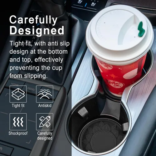 Miniatura 6 de SINGARO - Posavasos para tazas de automóvil, 4 soportes de silicona integrados en portavasos decorativos, soportes universales antideslizantes