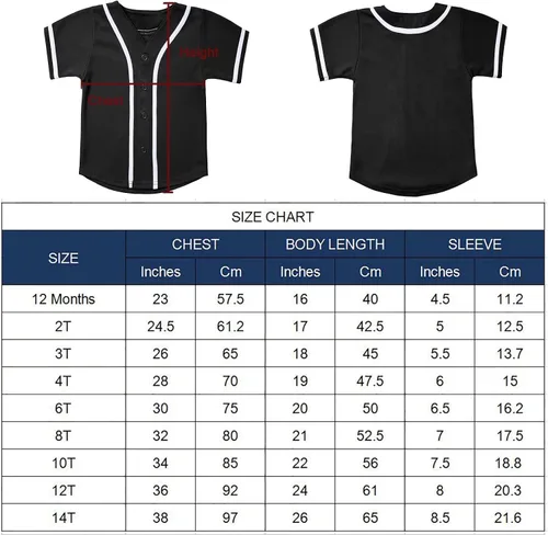Miniatura 7 de babyhealthy Camiseta de béisbol para niños, con botones, estilo hip hop, personalizada, para niños y niñas