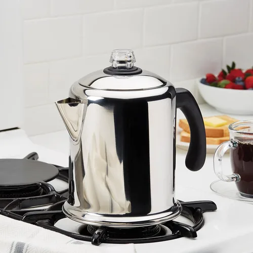 Miniatura 11 de Farberware 47053 Percolador de café clásico de acero inoxidable Yosemite de 12 tazas, cafetera de 12 tazas, plateado