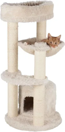 TRIXIE Baza - Torre para gatos – Árbol para gatos con postes rascadores de yute, condominio, hamaca y cama extraíble – Muebles de interior para