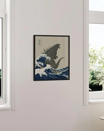 Miniatura 4 de HAUS AND HUES Póster de monstruo japonés, arte de pared de rey de monstruos para habitación de niños, sin marco, 16 x 20 pulgadas Gran Ola Vs.