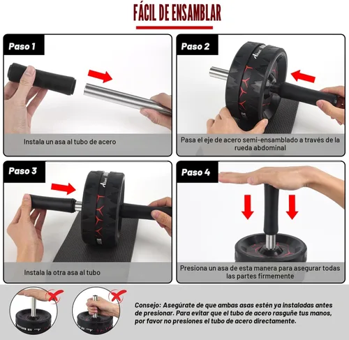 Miniatura 5 de Abiarst Ab Roller Wheel, Abs Workout Equipment for Abdominal & Core Strength Training, Home Gym Exercise Wheels for Men Women, with Knee Pad