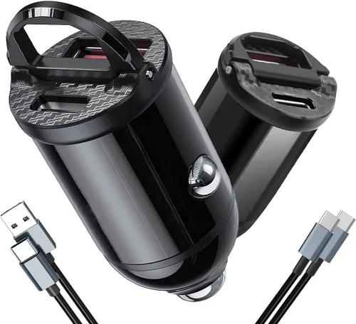 MTAKYI Paquete de 2 cargadores USB C para automóvil, doble puerto más pequeño de 30 W PD y 30 W QC3.0, adaptador de cargador rápido para automóvil,
