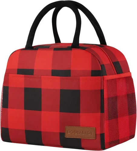 Miniatura 43 de douyadady Bolsa de almuerzo para mujeres/hombres, fiambrera mujeres/hombres (azul bebé+rayas blancas)