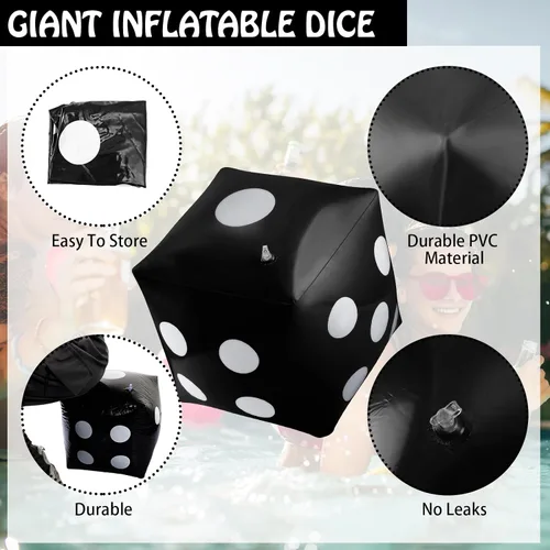Miniatura 2 de Paquete de 3 dados inflables grandes jumbo gigantes para interiores y exteriores, juego de mesa Ludo, artículo para fiestas en la piscina