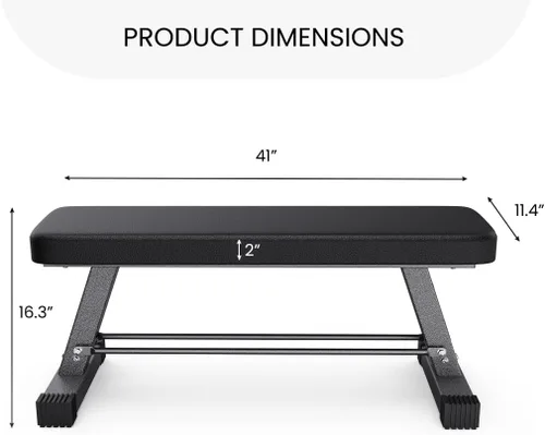 Miniatura 8 de FF Finer Form Banco de Pesos Plano Esencial para Tu Gimnasio en Casa – Banco de Entrenamiento de Alta Resistencia para Prensa de Banco, Empujes