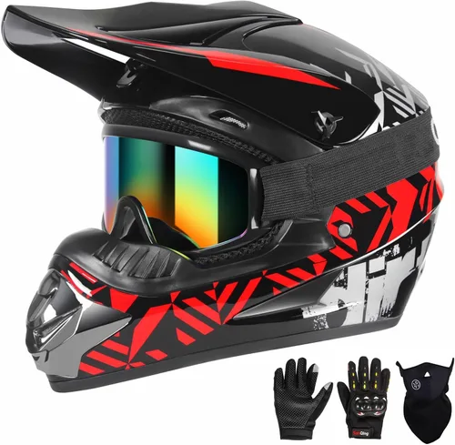 Miniatura 10 de SPARK Casco de motocross juvenil certificado por DOT, cascos de motocross para niños, cara completa, ligero y transpirable para bicicleta eléctrica
